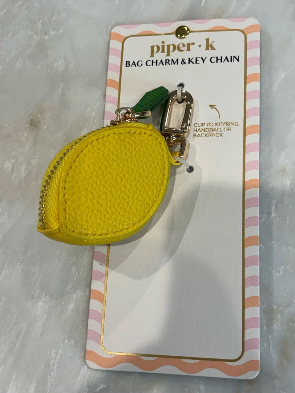 🍋NWT Piper K Lemon Bag Charm Key Chain
